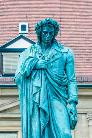 The Schiller memorial at Schillerplatz square in Stuttgart, Germanyの写真素材