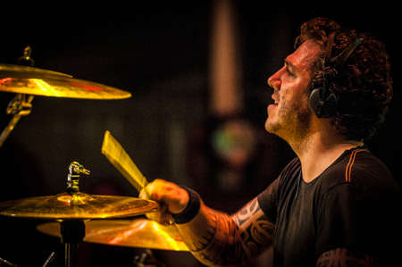 BARCELONA - SEP 22: Jesus Antunez member of Dover performs at the "Hard Rock Rocks La Merce" concert within La Merce celebrations on September 22, 2012 in Barcelona, Spainのeditorial素材