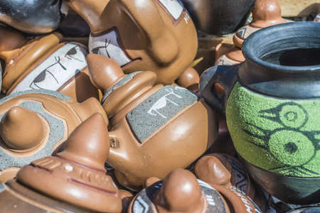 Crafts in Humahuaca, located north of Tilcara and Purmamarca, in the colourful valley of Quebrada de Humahuaca in Jujuy Province, northern Argentina.の写真素材