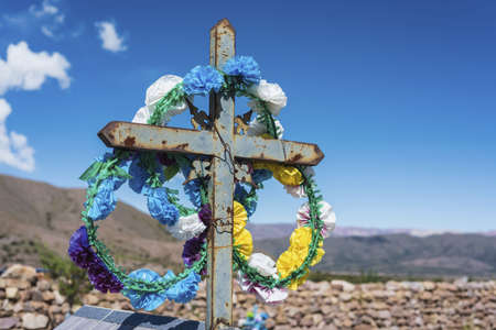Cemetery on the colourful valley of Quebrada de Humahuaca in Jujuy Province, northern Argentina.の写真素材