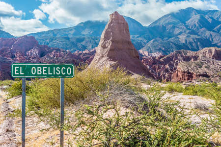 The Oblelisk (El Obelisco) rock formation on Quebrada de las Conchas near Cafayate city in Salta...