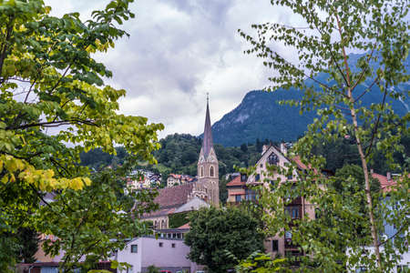 Saint Nicholas parish church, the most important neo-gothic monument in the Tyrol in Innsbruck, Austriaの写真素材