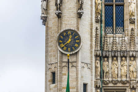 Town Hall (Hotel de Ville) on Grand Place (Grote Markt), the central square of Brussels, it's most important tourist destination and the most memorable landmark in Brussels, Belgium.の写真素材