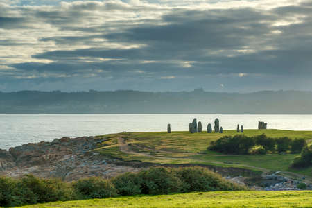 Menhirs park on Campo de la Rata in A Coruna, Galicia, Spainの写真素材