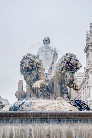 Cibeles Fountain located downtown Madrid, Spainの写真素材