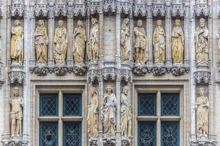 Town Hall (Hotel de Ville) on Grand Place (Grote Markt), the central square of Brussels, it's most important tourist destination and the most memorable landmark in Brussels, Belgium.のeditorial素材