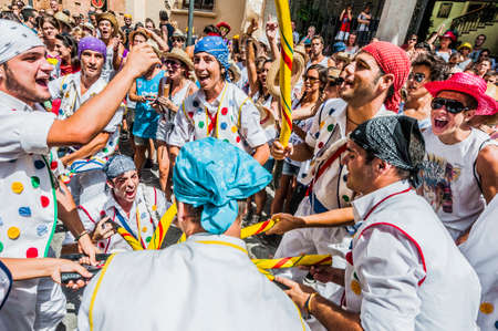 SITGES, SPAIN - AUG 23: Ball de Pastorets group on Cercavila performance within the Festa Major...