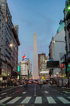 BUENOS AIRES, ARGENTINA - APR 09: The Obelisk (El Obelisco), the most recognized landmark in the capital on Apr 09, 2013 in Buenos Aires, Argentina.のeditorial素材