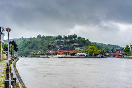 Meuse River passing through Namur, Belgiumのeditorial素材