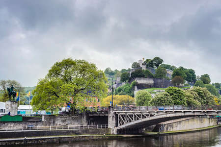 The Citadel or Castle of Namur, a fortress in the city of Namur, at the confluence of the Sambre and Meuse rivers in Belgiumのeditorial素材
