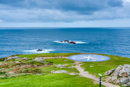 Compass rose representing the different Celtic peoples located near the Tower of Hercules in A Coruna, Galicia, Spain.の写真素材
