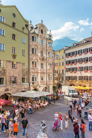 INNSBRUCK, AUSTRIA - AUG 15: The Helblinghaus, named after Sebastian Helbling, who owned the building from 1800 to 1827 on Aug 15, 2013 in Innsbruck, Austria.のeditorial素材