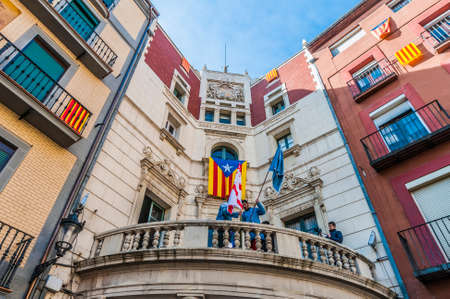 BERGA, ES - FEBRUARY :  Flour War between Carlists and Liberals performed within the carnival celebrations February 10, 2013 in Berga, ES.のeditorial素材