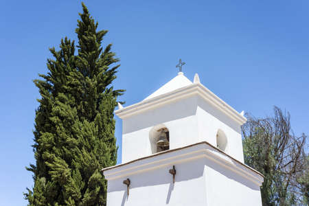 Church in Uquia village on the colourful valley of Quebrada de Humahuaca in Jujuy Province, northern Argentina.の写真素材