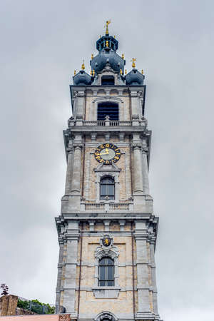 Belfry of Mons, one of Belfries of Belgium and France, a group of 56 historical buildings designated by UNESCO as World Heritage Site in the capital of the Wallonian province of Hainaut in Belgium.の写真素材
