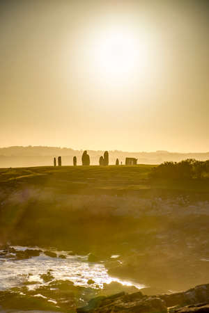 Menhirs park on Campo de la Rata in A Coruna, Galicia, Spain