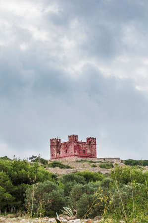 St. Agatha's Tower or Red Tower near Ghadira, Maltaの写真素材