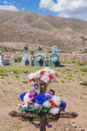 Cemetery on the colourful valley of Quebrada de Humahuaca in Jujuy Province, northern Argentina.の写真素材