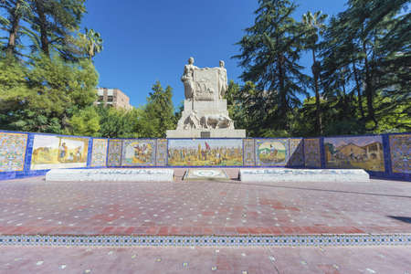 Spain Square, one of the four smaller plazas located 2 blocks off each corner of Independence Plaza in Mendoza, Argentina.のeditorial素材