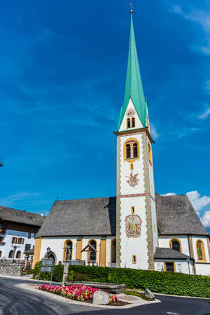 Saint Nicolaus Church in the village of Mutters near Innsbruck, Austria.の写真素材