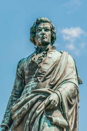 Mozart statue on Mozart Square (Mozartplatz) located at Salzburg, Austriaのeditorial素材