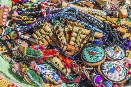 Souvenirs in Purmamarca, near Cerro de los Siete Colores (The Hill of Seven Colors), in the...