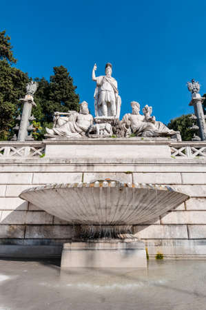 Piazza del Popolo (People's Square) named after the church of Santa Maria del Popolo in Rome, Italyの写真素材