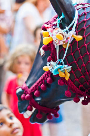 VILANOVA I LA GELTRU, SPAIN - AUG 04: Mulassa at the Cercavila performance within the Festa Major celebrations Aug 04, 2011 in Vilanova i la Geltru, Spain.のeditorial素材