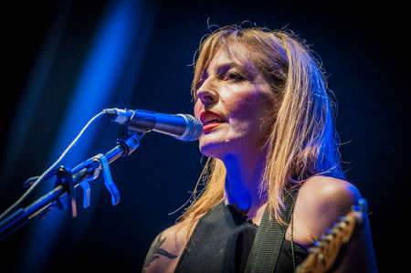 BARCELONA - SEP 22: Amparo Llanos member of Dover performs at the "Hard Rock Rocks La Merce" concert within La Merce celebrations on September 22, 2012 in Barcelona, Spainのeditorial素材