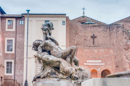 Piazza della Repubblica (Republic Square), a semi-circular piazza in Rome, at the summit of the Viminal Hill, Italyのeditorial素材