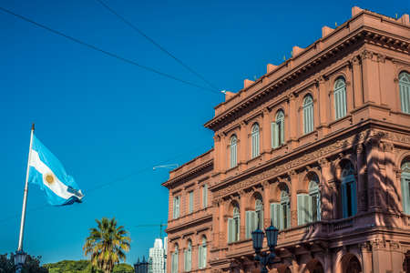 Casa Rosada building facade located at Mayo square in Buenos Aires, Argentina.のeditorial素材