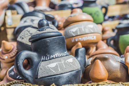 Crafts in Humahuaca, located north of Tilcara and Purmamarca, in the colourful valley of Quebrada de Humahuaca in Jujuy Province, northern Argentina.の写真素材
