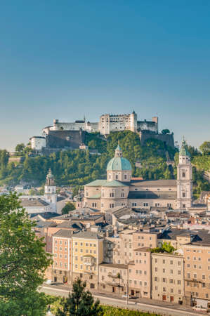 Hohensalzburg Castle (Festung Hohensalzburg) literally "High Salzburg Fortress" at Salzburg, Austriaのeditorial素材