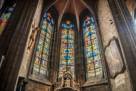 Saint Waltrude (Sainte Waudru) collegiate church in Mons, capital of the Wallonian province of Hainaut in Belgium.のeditorial素材