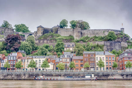 The Citadel or Castle of Namur, a fortress in the city of Namur, at the confluence of the Sambre and Meuse rivers in Belgiumのeditorial素材