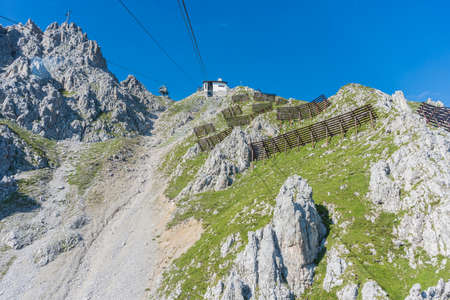 Inn Valley as seen from Nordkette mountain and ski area in Tyrol region, nord of Innsbruck in western Austria.のeditorial素材