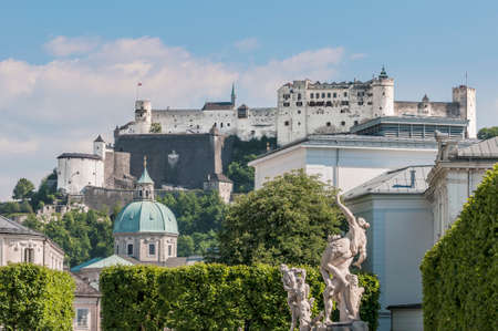 Hohensalzburg Castle (Festung Hohensalzburg) literally "High Salzburg Fortress" at Salzburg, Austriaのeditorial素材