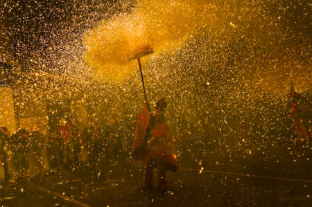 EL VENDRELL, ES - JUL 29: Fireruns at the Festa Major celebrations Jul 29, 2011 in El Vendrell, ES.