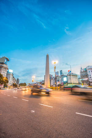 BUENOS AIRES, ARGENTINA - APR 12: The Obelisk (El Obelisco), the most recognized landmark in the capital on Apr 12, 2013 in Buenos Aires, Argentina.のeditorial素材