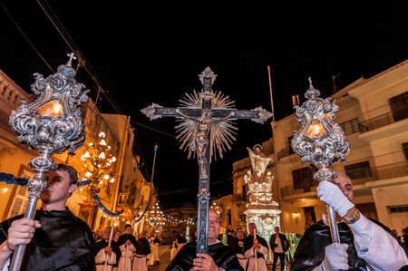 GUDJA - OCT 28: Virgin Santa Marija Assunta night devout procession on October 28, 2012 in Gudja, Malta.のeditorial素材