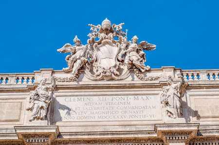 Trevi Fountain, the largest Baroque fountain in the city and one of the most famous fountains in the world located in Rome, Italy.の写真素材