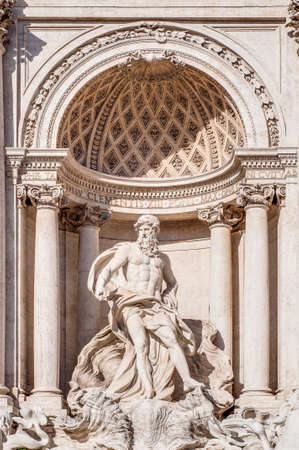 Trevi Fountain, the largest Baroque fountain in the city and one of the most famous fountains in the world located in Rome, Italy.の写真素材