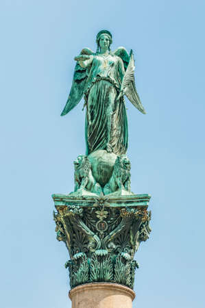 Jubilee Column (Jubilaumssaule) at Castle Square (Schlossplatz), the main square in Stuttgart, Germanyの写真素材