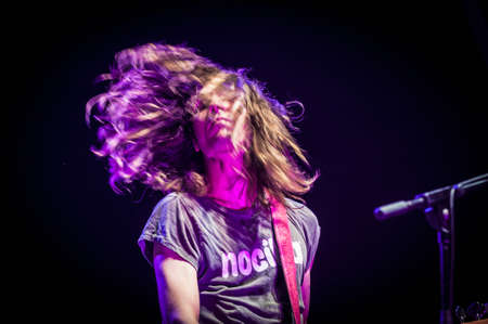 BARCELONA - SEP 22: Samuel Titos member of Dover performs at the "Hard Rock Rocks La Merce" concert within La Merce celebrations on September 22, 2012 in Barcelona, Spainのeditorial素材