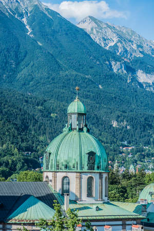 Cathedral of St. James (Dom zu St. Jakob), an eighteenth-century Baroque cathedral of the Roman Catholic Diocese of Innsbruck, Austria.の写真素材