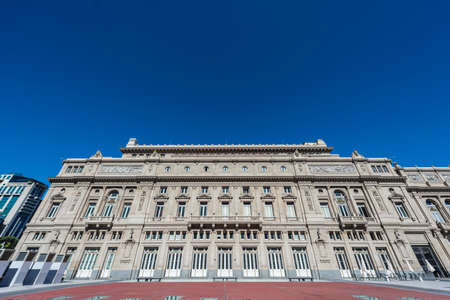 Colon Theatre facade on 9 de julio Avenue in Buenos Aires, Argentinaのeditorial素材