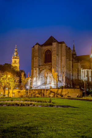 Saint Waltrude (Sainte Waudru) collegiate church in Mons, capital of the Wallonian province of Hainaut in Belgium.の写真素材