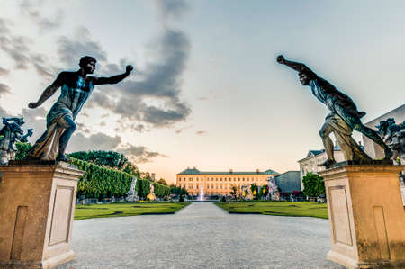 Baroque Mirabell Garden (Mirabellgarten) located at Salzburg, Austriaのeditorial素材