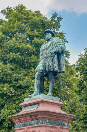 Christoph Herzog von Wuerttemberg Statue at Castle Square (Schlossplatz), the main square in Stuttgart, Germanyのeditorial素材