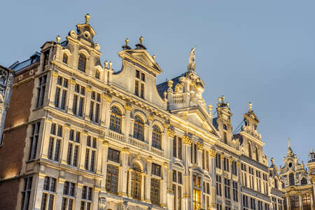Guildhalls on Grand Place (Grote Markt), the central square of Brussels, it's most important tourist destination and the most memorable landmark in Brussels, Belgium.のeditorial素材
